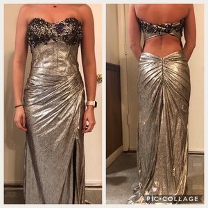Sliver and purple prom dress!